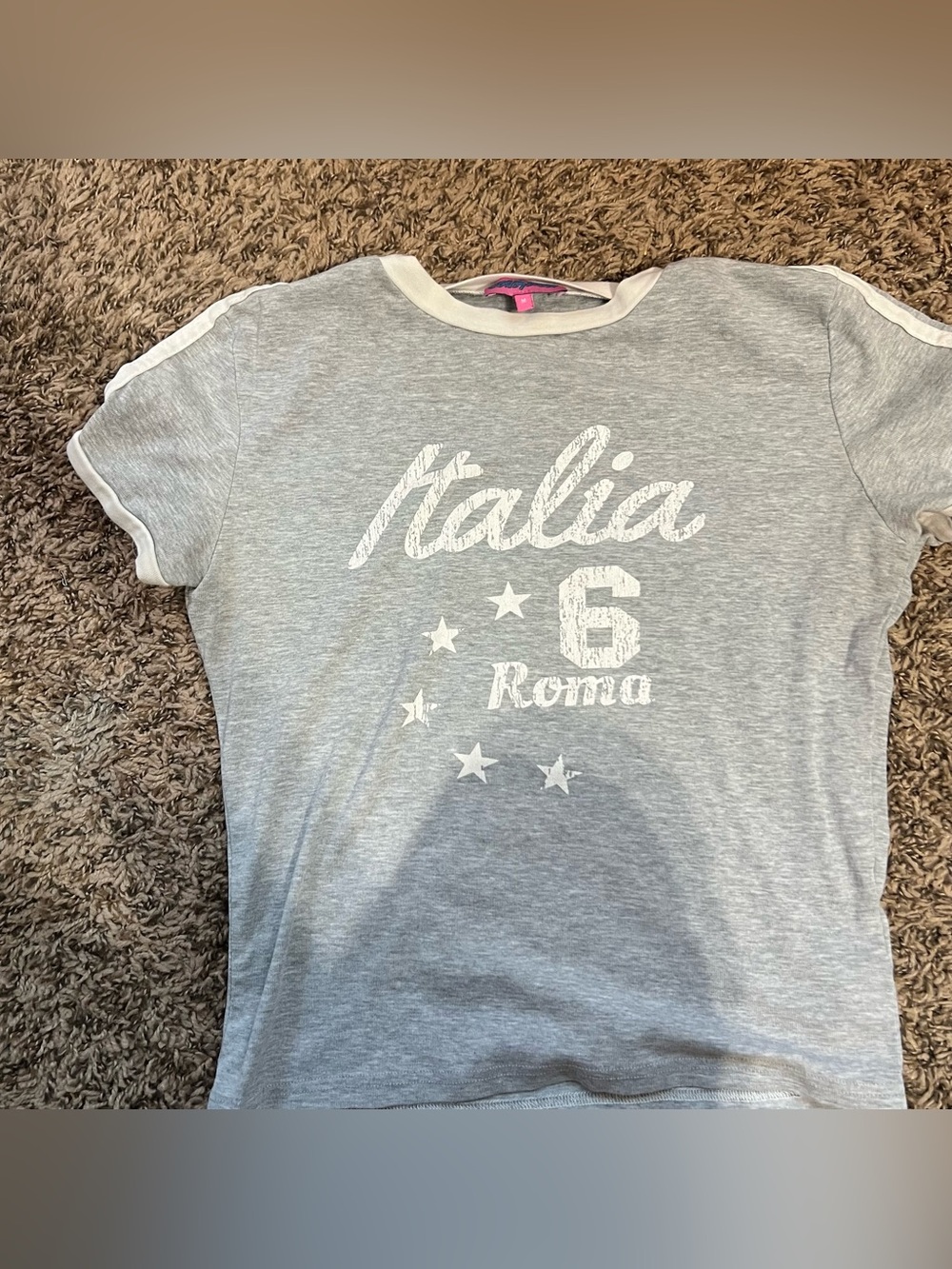 Edikted Gray Italia Roma Graphic Short Sleeve Tee